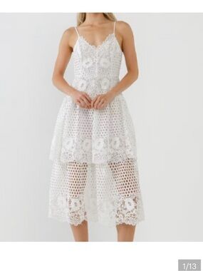 endless rose sleeveless floral embroidered lace a-line midi dress Endless Rose main image 1